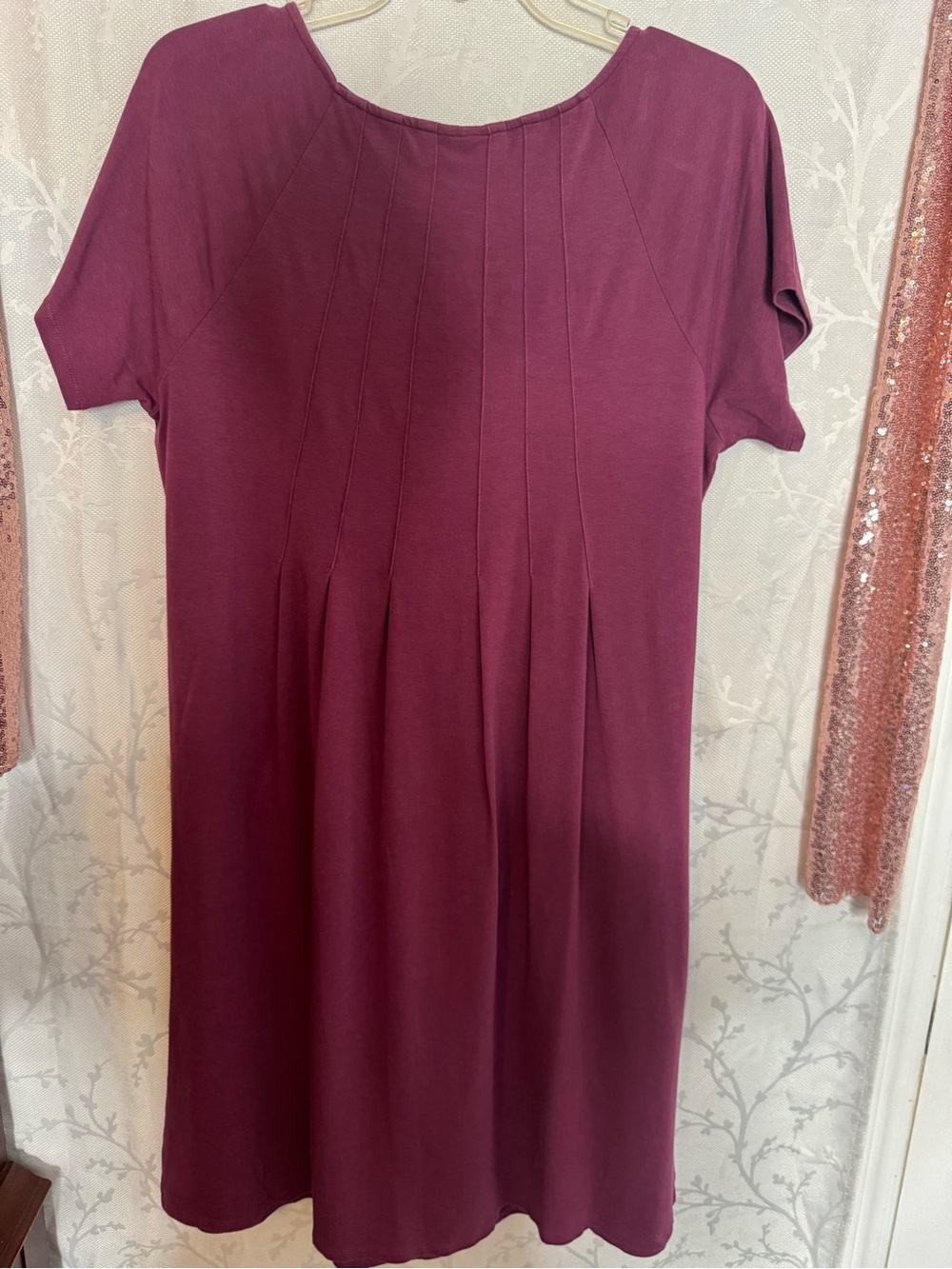 J. Jill Plum Short-Sleeve Pleated Knit Dress